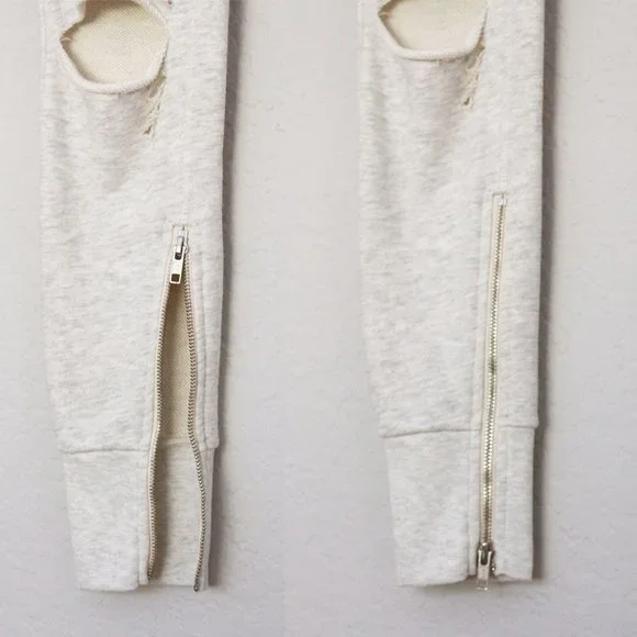 NWT NSF Peyton Ripped Sweatpants Jogger XS Light Grey Distressed Street $228 NEW - Picture 7 of 14